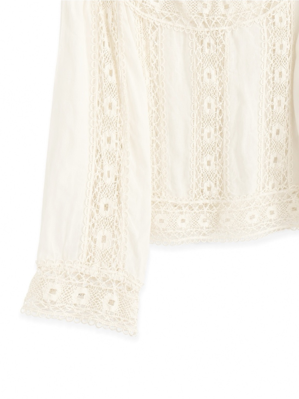 JADE JOHNNY WAS DANILA ECRU LACE BOHO CROCHET ROMANTIC LACE TOP BLOUSE SZ L - Picture 7 of 8